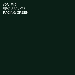 #0A1F15 - Racing Green Color Image